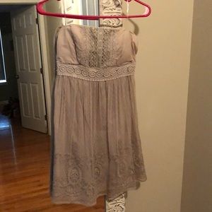 Beige lace strapless dress